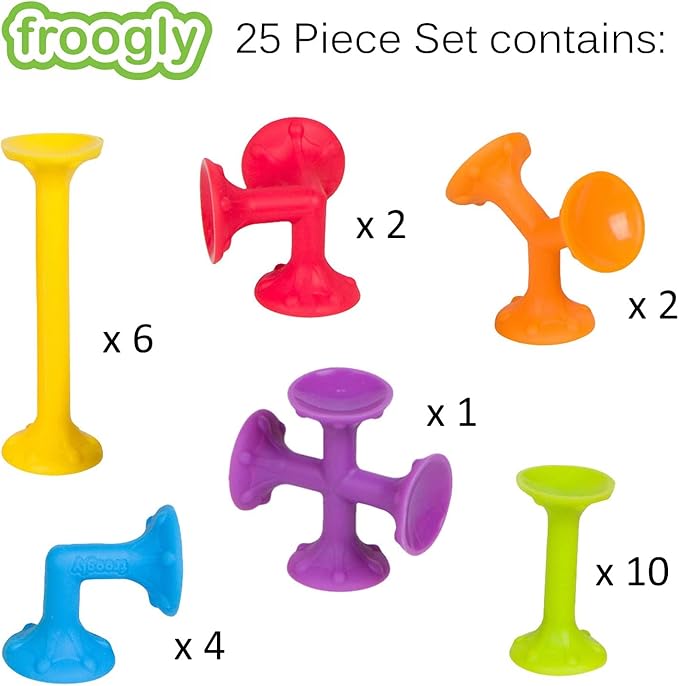 Froogly - 25 Piece Suction Toys | Montessori Bath Construction 3 4 5 6