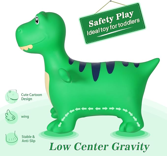 INPANY Kids Bouncy Dinosaur Hopper Toys for 2 Year Old Boy Gifts, Toddler Inflatable Animal Hopping Horse 3 4
