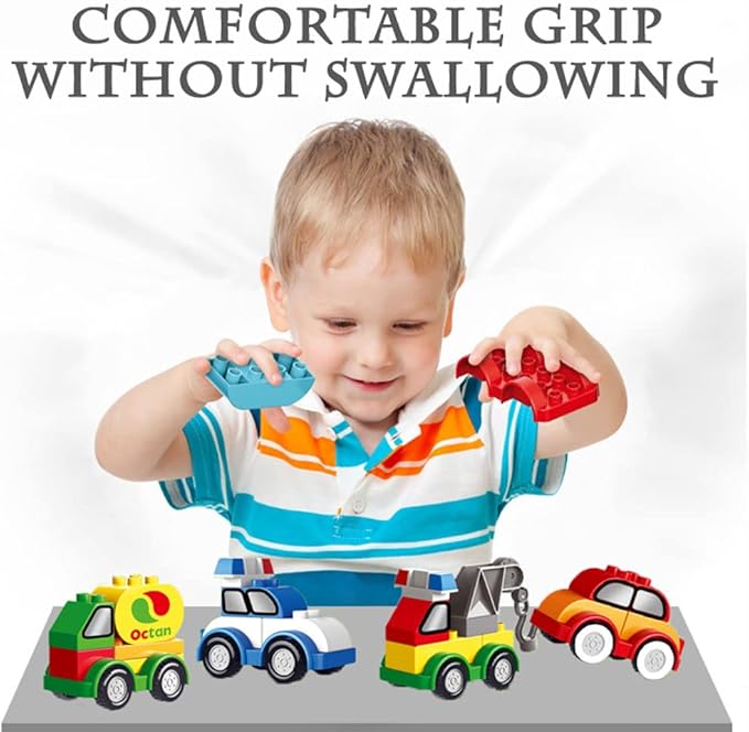 85PCS Toddlers Car Building Blocks Set, 6Pcs Different Vehicles and A Counting Train Educational Toy 3+ years