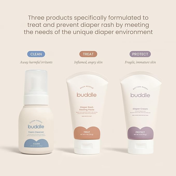 Diaper Rash System - Foaming Cleanser, Diaper Rash Paste & Diaper Cream Bundle 3 pc
