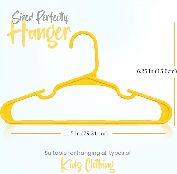 Utopia Home 60 Pack Kids Hangers - 11.5 Inch Plastic Baby Hangers for Closet - Childrens Hanger for Clothes & Infant Hanger for Closet - Ideal for Everyday Standard Use (Yellow)