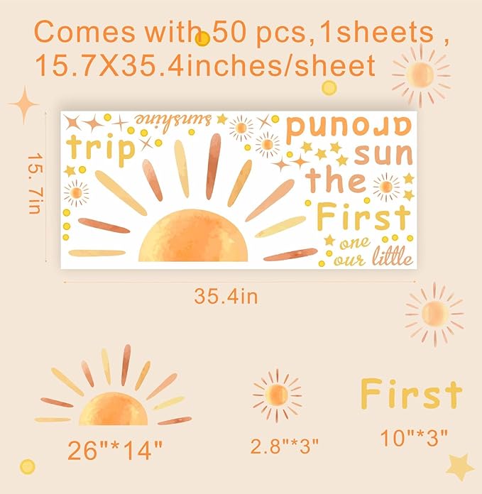 Baby Shower Backdrop Decals First Trip Around The Sun Balloon 1St Birthday
