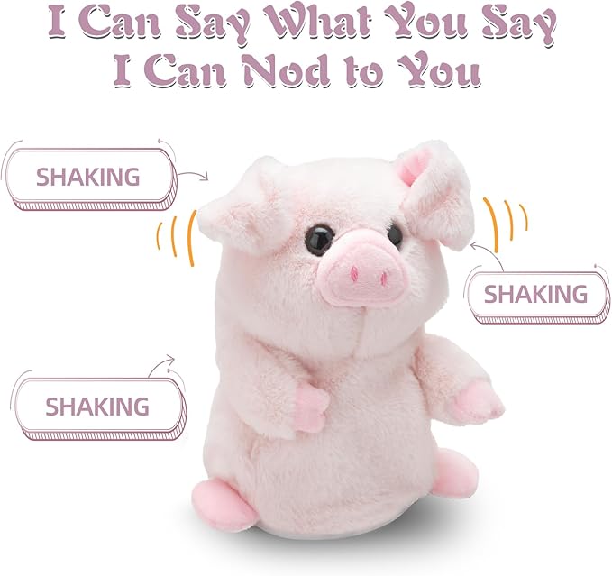 HOMILY Pink Pig, Repeats What You Say Plush Animal Toy Electronic Hamster Mouse for Boys