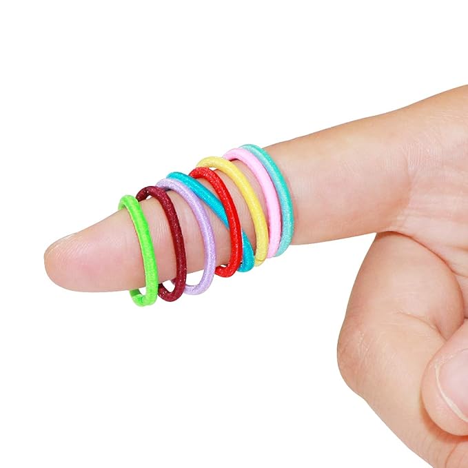 400PCS Multicolor Hair Ties, No Crease Elastic Ponytail Holders 2CM Finger