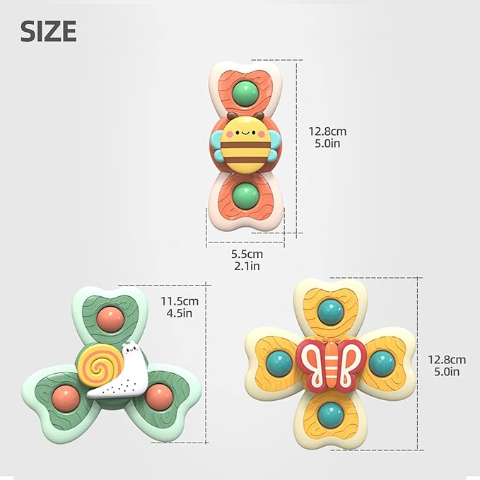 Baby Suction Cup Spinning Tops Toy, Suction Spinner Toys for Babies 1-3(Group B)