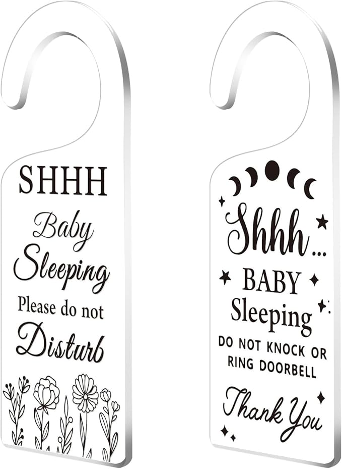 CHGCRAFT 2Pack Baby Sleeping Door Hands Hanger Sign Acrylic Notice