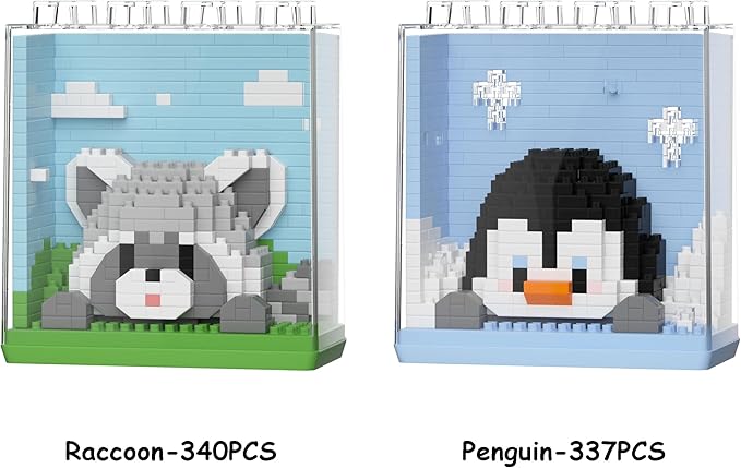 Mini Animals Building Blocks Set,with Pig, Tiger,Panda,Capybara,4Packs Kit Birthday Party Favor Gifts Toys for Ages 8-13 (Block Zoo B 1386PCS)