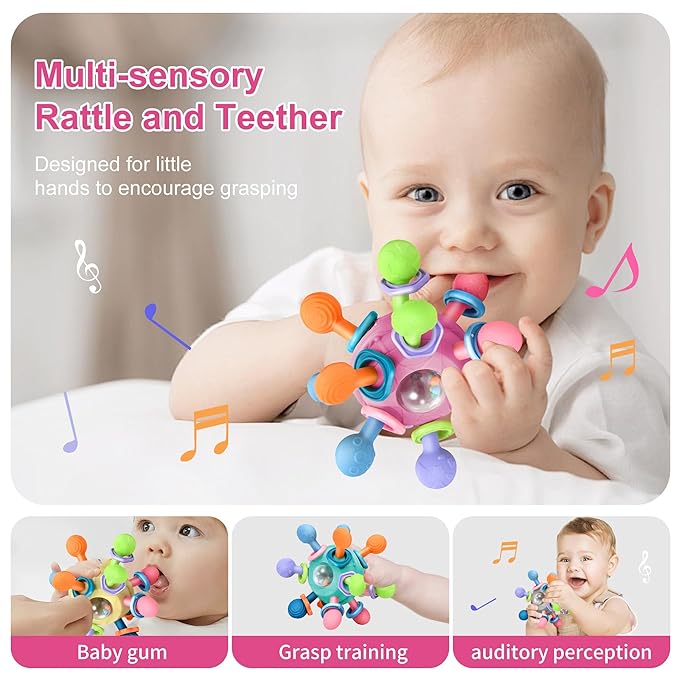 Baby Montessori Teething Toys for 0-6 6-12 Months Infant Teethers 0 3 6 9 12 18 1 2