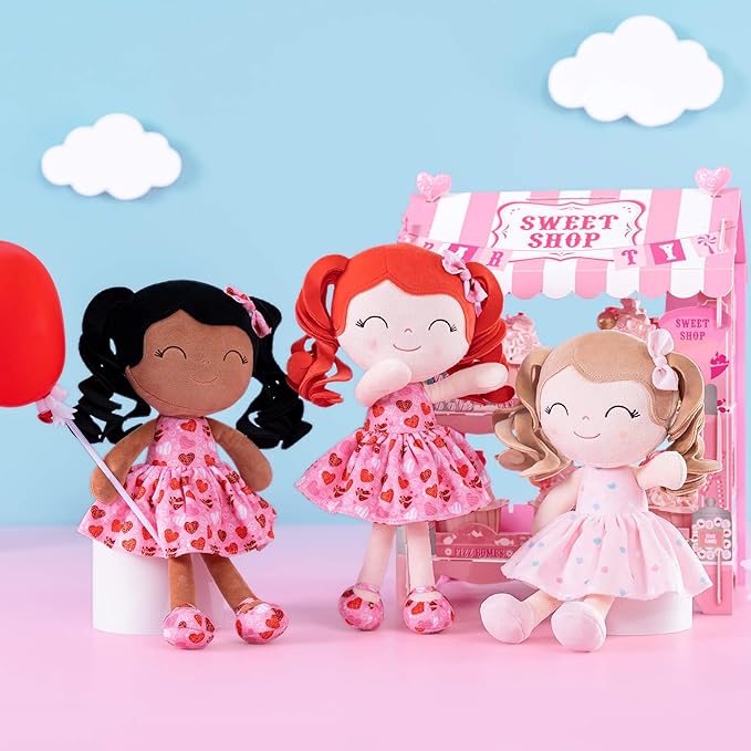 Gloveleya Soft Dolls Plush Figure Key Chain Curly Hair Red 12inches