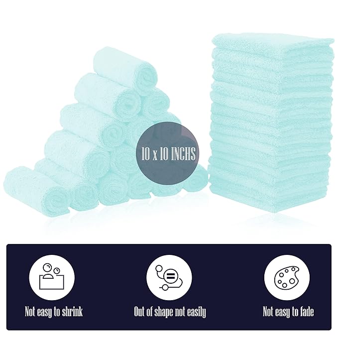 16 Pack Baby Washcloths - Luxury Coral Fleece Blue,10x10 Inch