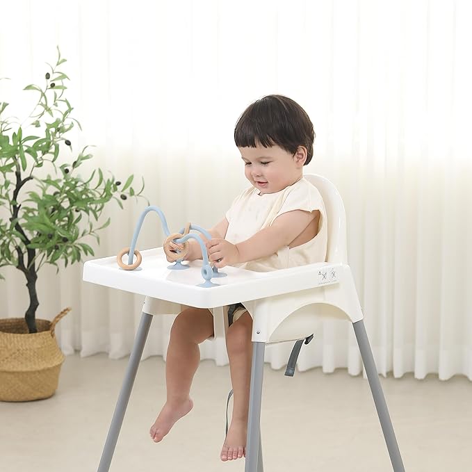 High Chair Toys with Suction Cups | Silicone & Wooden High Chair Suction Cup Toys for Babies 6-12 Months