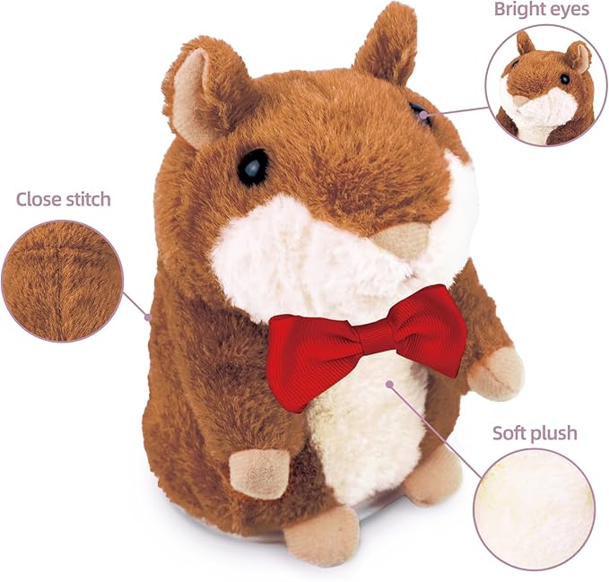 HOMILY Talking Hamster Repeats What You Say, One Year Old Boy Girl Toys Birthday Gifts 0-6-12-18 Months, 1 3 5 (Red