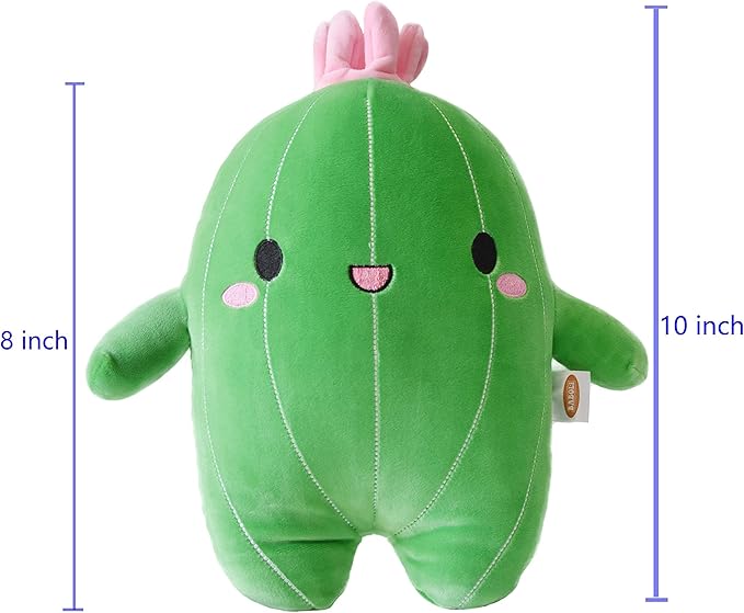 BABOLI Cuddly Cactus Stuffed Plant Animal with Smile Face and 10 Inches
