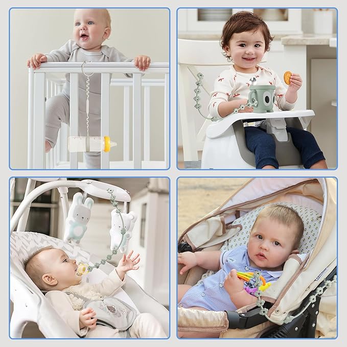 Toy Straps for Baby, 6 Pack Adjustable Silicone Toy Safety Straps for Stroller