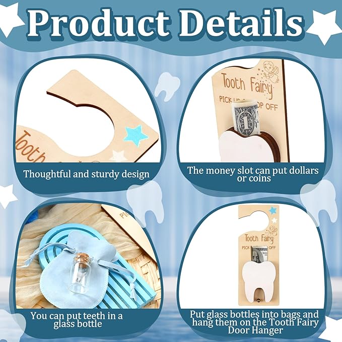 3 Pcs Tooth Fairy Tooth Holder Bag Tooth Fairy Door