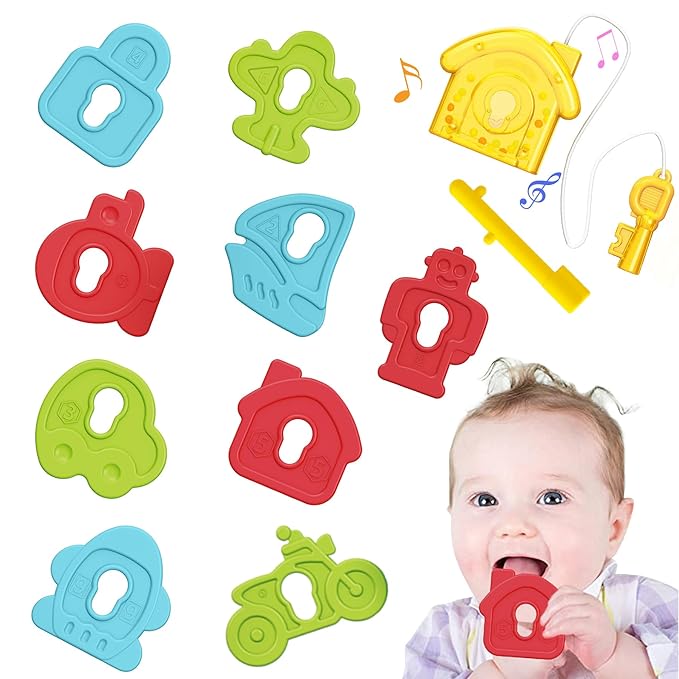 Montessori Baby Teething Toys for 0 3 6 12 18 Months - Sensory Rattles, Teethers