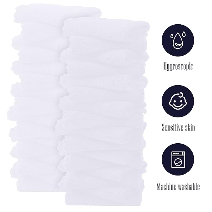 32 Pack Baby Washcloths - 10x10 Inch, Luxury Coral Fleece
