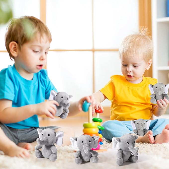 HyDren 8 Pcs Plush Mini Elephant Stuffed Animal Toys 4