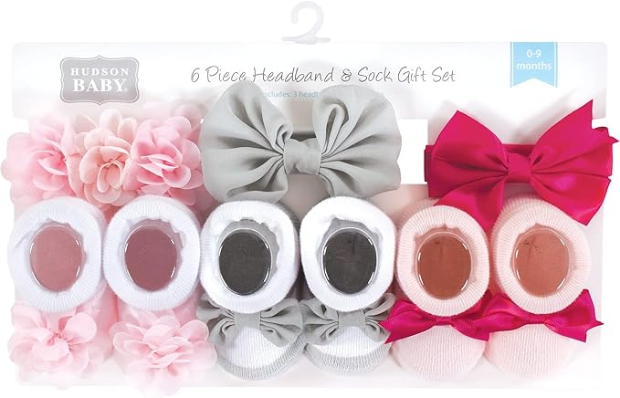 Hudson Baby Girl's Headband and Socks Giftset