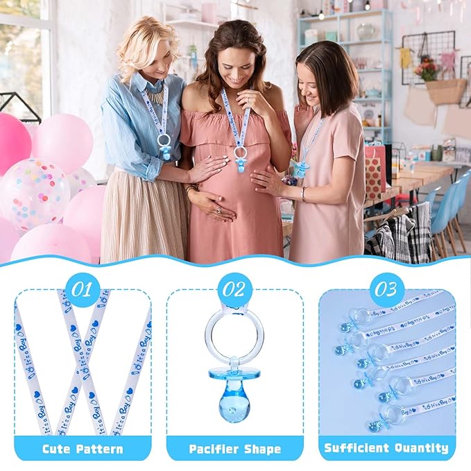36 Baby Shower Pacifiers Necklace, Acrylic Pacifier Necklace