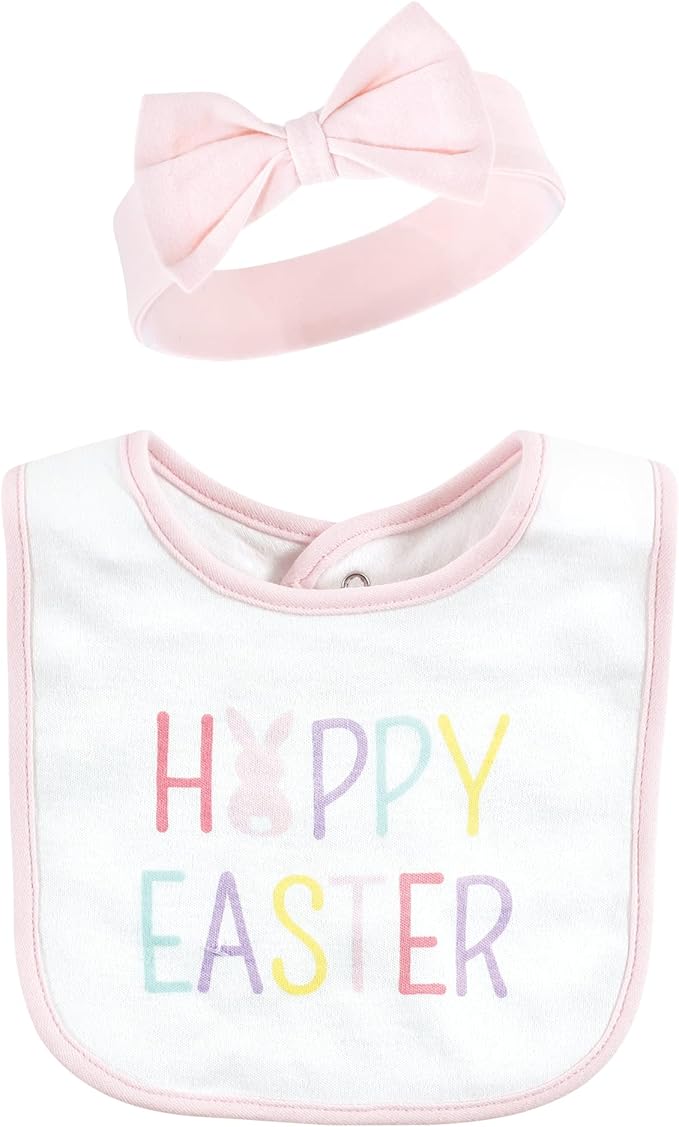 Hudson Baby Unisex BabyCotton Bib and Headband or Caps Set