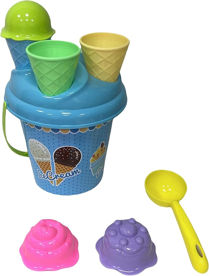 Ice Cream Sand Toys for Kids,9-Inch Sand Pail and Ice Cream Sand Toy Set 3-5 Beach