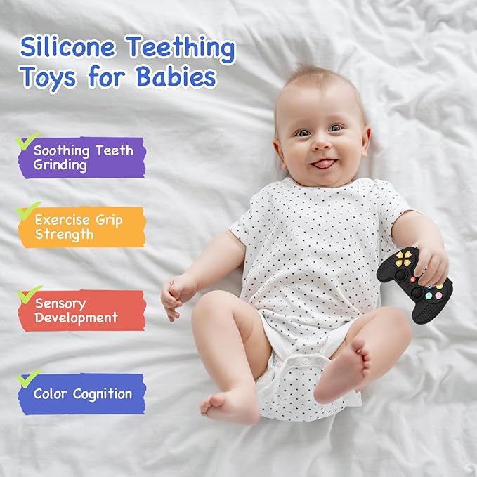 Hooku Silicone Teethers for Babies 0-6 Months, Teething Toys for Babies 6-12 Months 0-3 Months,