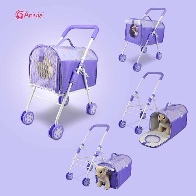 ANIVIA Pet Stroller and Accessories for Kids Ages 3 to 7 Year Olds, Dog Toy for Toddlers 2 Pieces 1 Pet