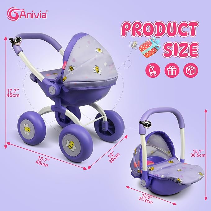 ANNIVIA Baby Doll Stroller Baby Doll Pram Baby Doll Carriage