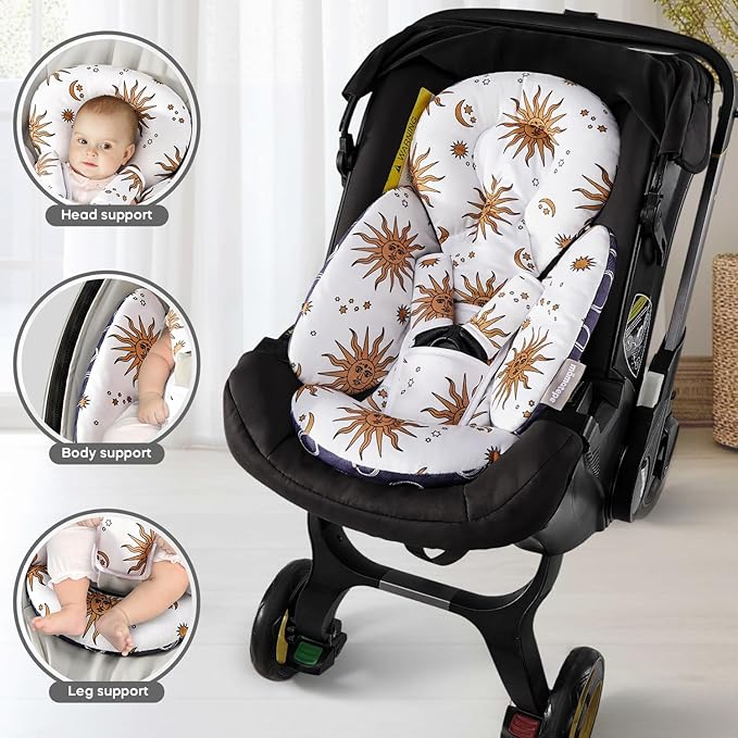 Mamatepe Infant Car Seat Insert, Baby Seat Head and Body Support for Newborn, Soft Breathable, Reversible Design, Fits for Stroller, Baby Swing, Rocker, Bassinets, Pushchair, Yellow