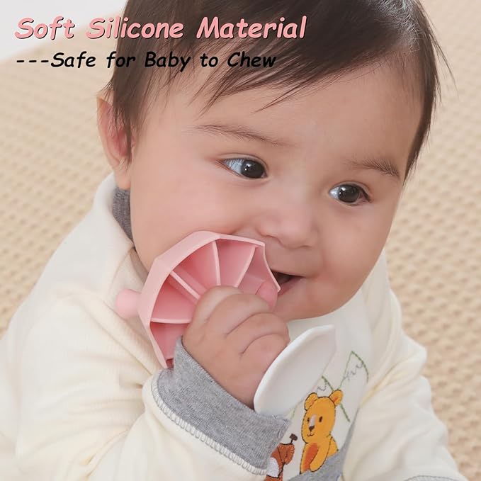 Umbrella Baby Teether with Suction Base, Keeping Baby Busy 0-6 Months, 6-12 Months 12-24 Months,