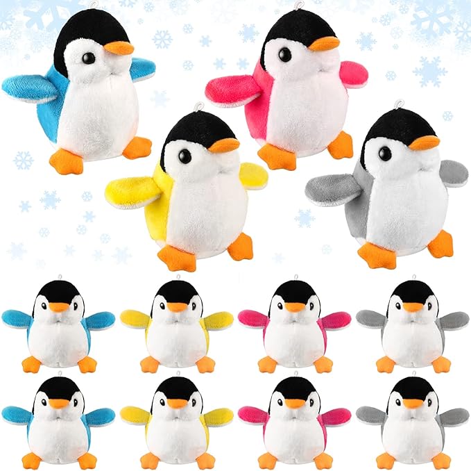 Kasyat 24 Pcs Stuffed Penguins Mini Plush Penguin Stuffed Toys Animal, Cute Small Baby Penguin Stuffed Doll Keyholder Bag Pendant for Birthday Gifts Party Favors 4 Inch,4