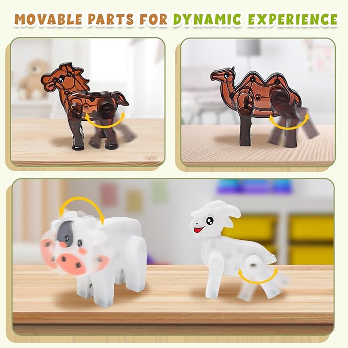 Magnetic Tiles Farm for Toddlers 1-3 Animals, Magnet Tile Set for Kids Ages 3-5 4-8 8-12 Boys Girls, Building Blocks Stem Stack Toys for Travel, Birthday Gift, Preschool