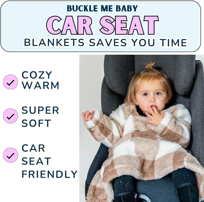 Buckle Me Baby Car Seat Blanket - Wearable Car Seat Blankets for Babies - Carseat Blanket Made from Cozy Warm Sherpa for Winter and Fall - Cover, Poncho, Jacket Alternative for Kids and Babies