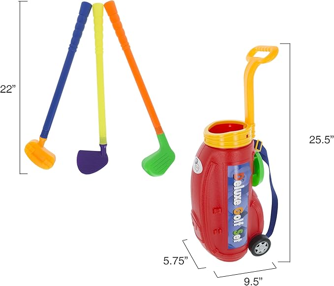 Hey! Play! Toddler Toy Golf Play Set with Plastic Bag, 2 Clubs 1 Putter, 4 Balls,