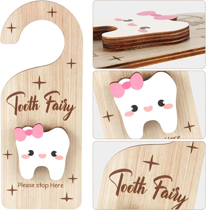 Tooth Door Hanger, Wooden 3D Lost Tooth Keepsake Box