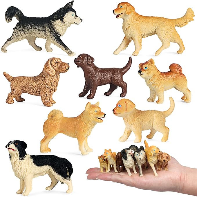 iftnotea 8PCS Small Dog Figurines for Kids Puppy Toy Figures