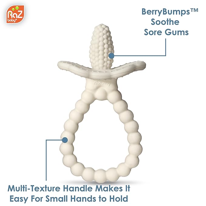 RaZbaby Silicone Baby Teether, BerryBumps Textured Silicone Soothes Babies??Sore Gums