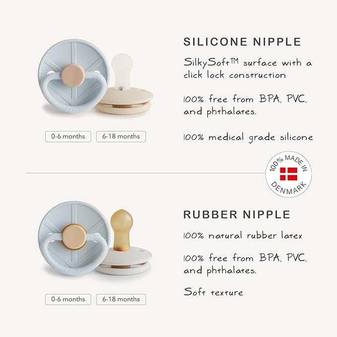FRIGG Little Viking Natural Rubber Baby Pacifier 2-Pack | Made in Denmark 0-6 Months)