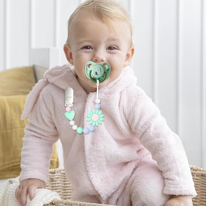 Silicone Pacifier Clip, 3 Pack Pacifier Holder for Boys and Girls