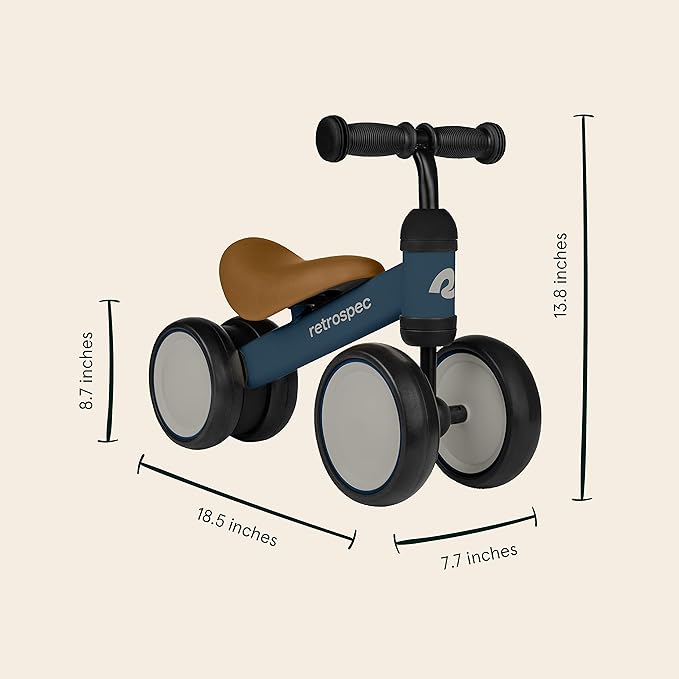 Retrospec Cricket Baby Walker Balance Bike with 4 Wheels 12-24 Months 1 Year