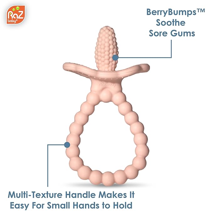 RaZbaby Silicone Baby Teether, BerryBumps Textured Silicone Soothes Babies??Sore Gums