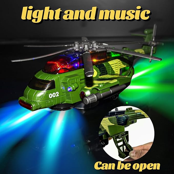 Helicopter Toys for Toddlers,Kids Airplanes Toys Musical Army Planes with Sound and Light 2 3 4 5