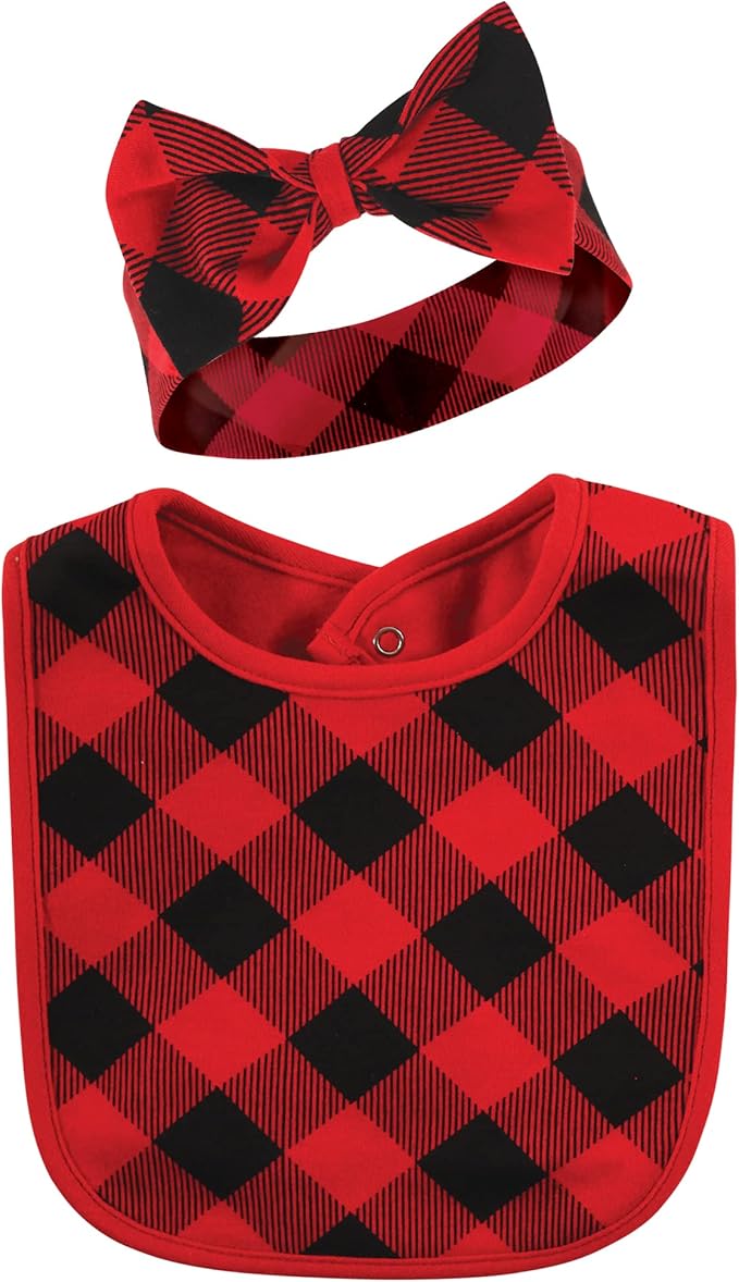 Hudson Baby Unisex BabyCotton Bib and Headband or Caps Set