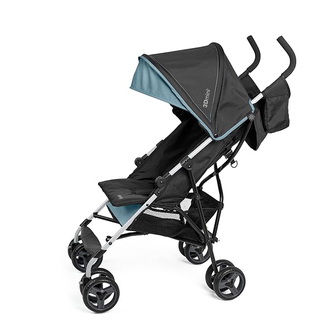 Summer by Ingenuity 3D Mini Convenience Stroller – Lightweight Stroller with Compact Fold, Multi-Position Recline, Canopy with Pop Out Sun Visor – Umbrella Stroller for Travel and More, Slate Grey
