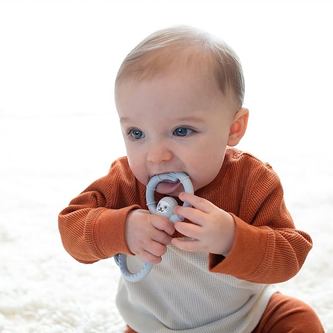 Dr. Brown's Flexees Blue Sloth, Soft 100% Silicone Baby Teether 3m+