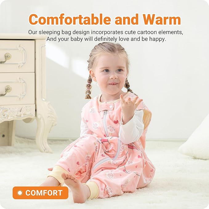 Baby Sleeping Sack Sleeveless, Toddler Sleeping Bag with Legs