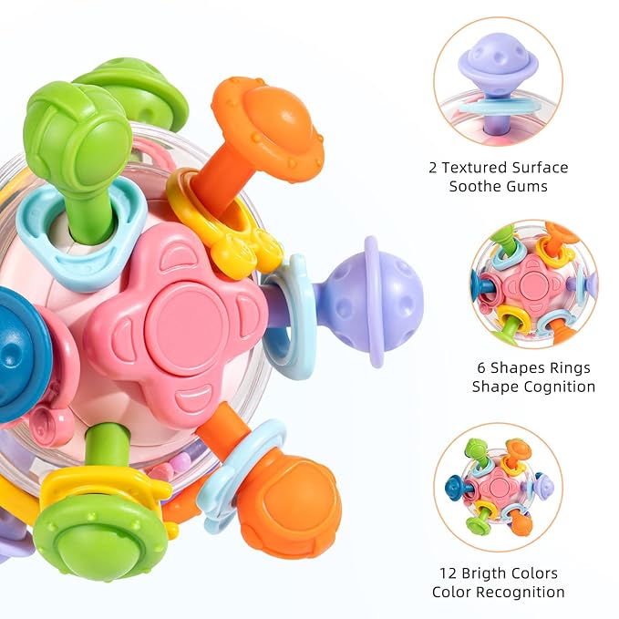 Baby Montessori Sensory Toys, Food Grade Teething Toys for Babies 0 3 6 9 12 18 Months