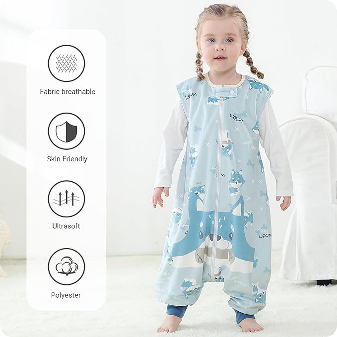 Infant Toddler Sleeping Bag, Baby Sleeping Sack Sleeveless 4 Season 3-5T, Dog