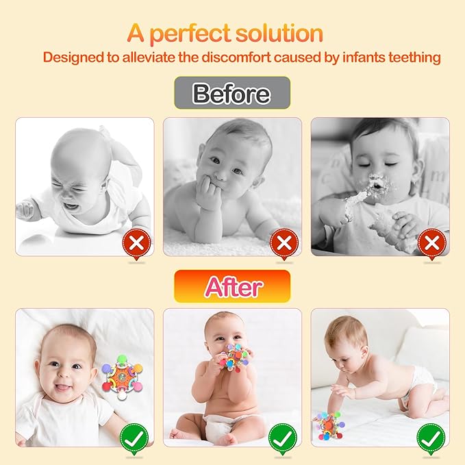Baby Sensory Teething Toys - Infant Teethers Montessori Toys, Updated 0 3 6 9 12 18